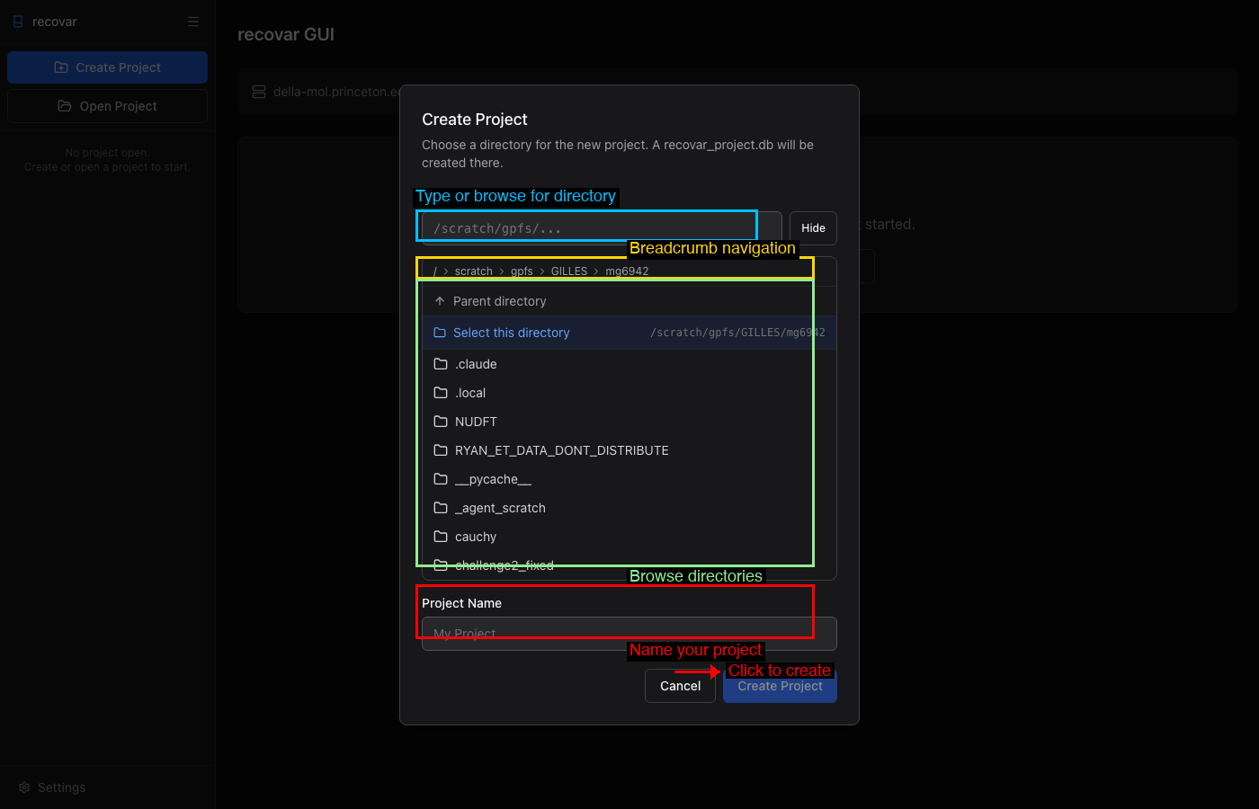 Create Project Dialog