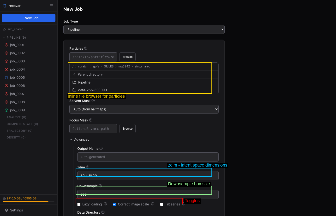 Advanced pipeline options