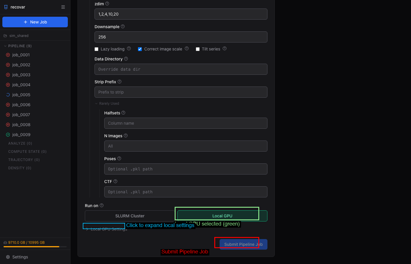 Local GPU settings
