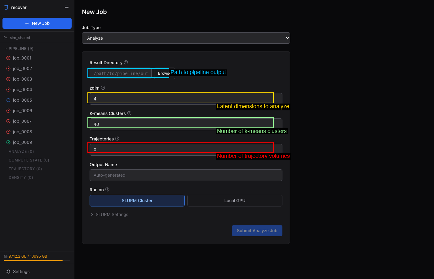 Analyze job form